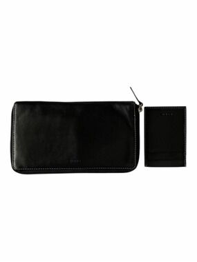 Vintage Lodis Black Leather Zip Around Organizer Travel Wallet Unisex